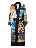 Retro Tiger Print Kimono Cover-up