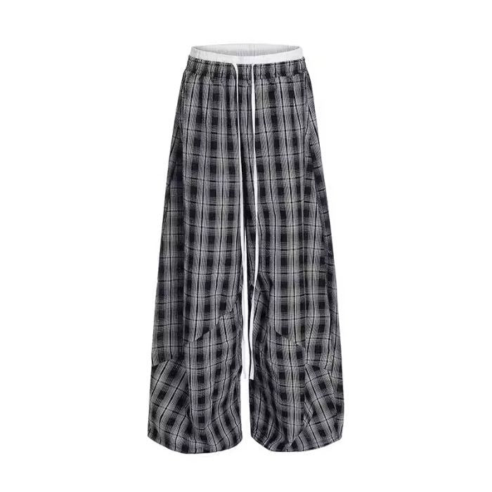 Women's Plaid Wide-Leg Casual Pants