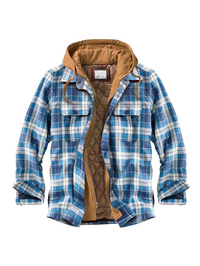 Mens Plaid Hooded Jacket