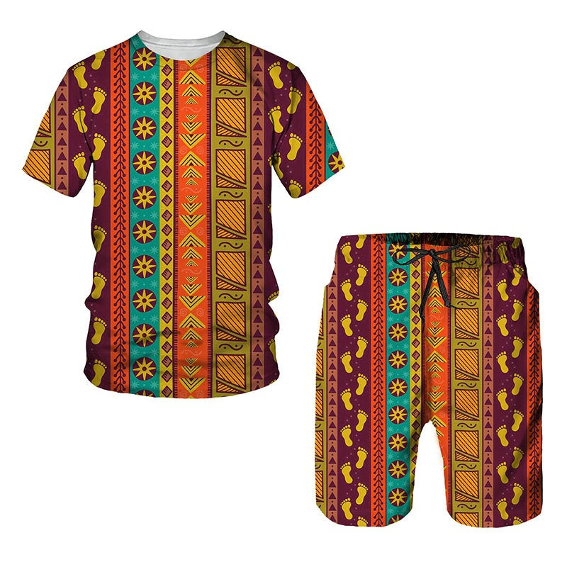 Print Short-Sleeve Shorts