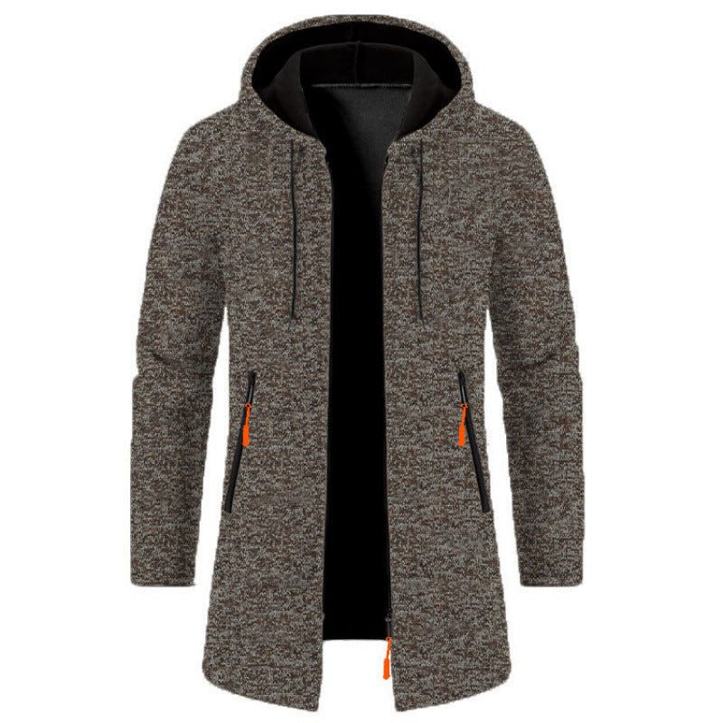 Men's Hooded Mid-length Thin Velvet Loose Large Size Thin Velvet Sweater Jacket