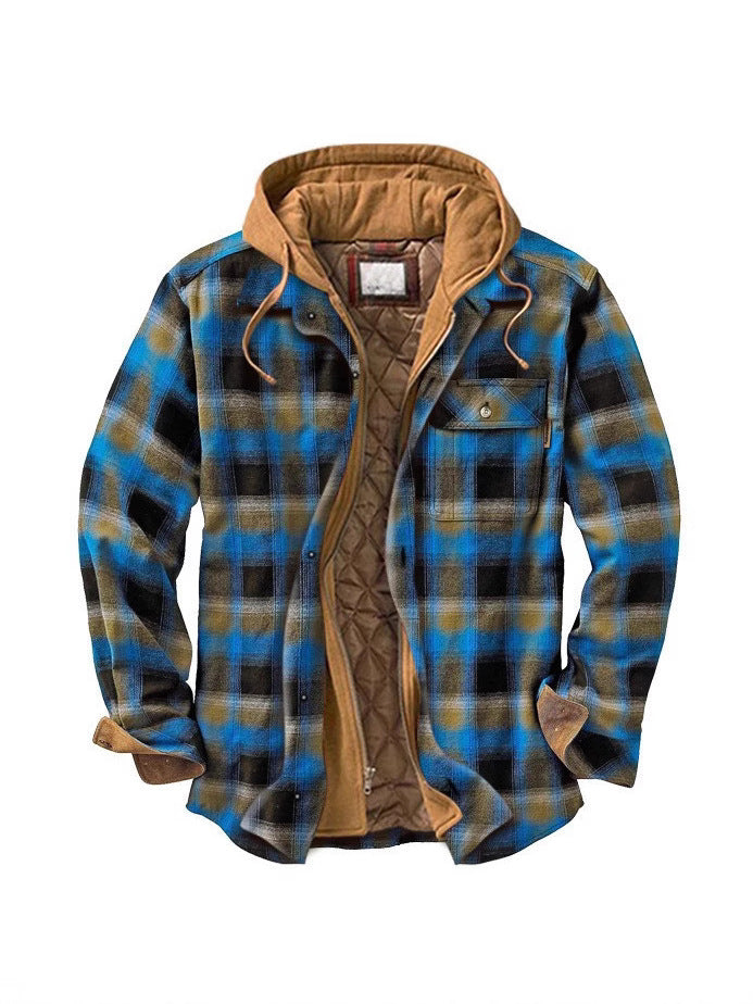Mens Plaid Hooded Jacket