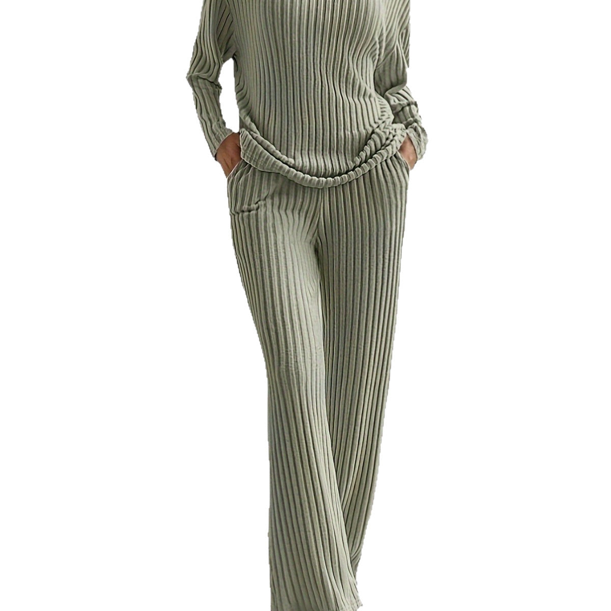 Home Casual Straight Pants Elegant Loose V-neck Pit Two-piece Set