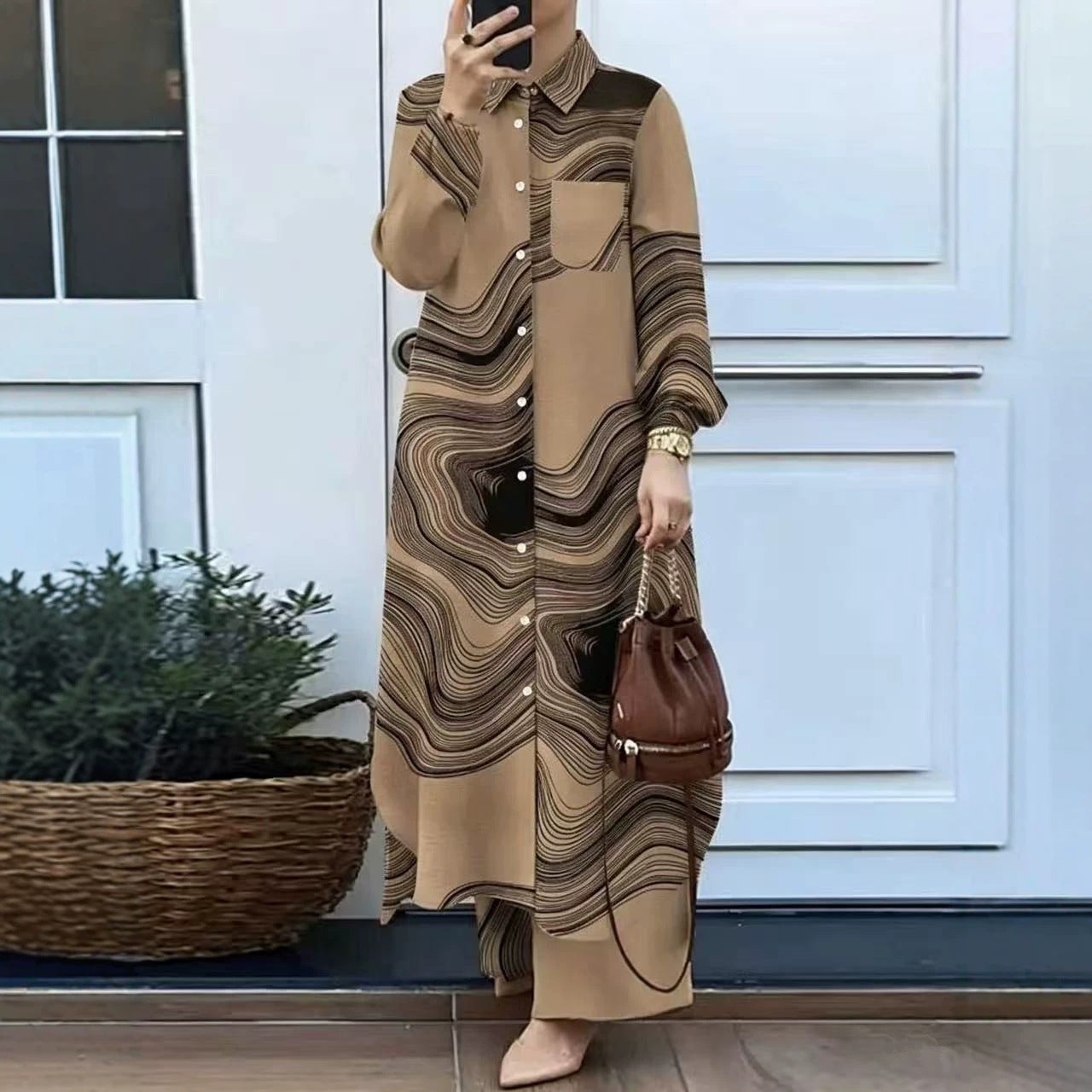 Women's Two-Piece Shirt and Trousers Set