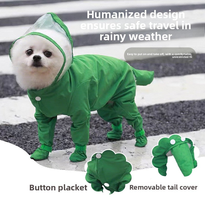 Waterproof Full-Coverage Dog Raincoat, Four-Legged Pet Rainwear for Small Dogs