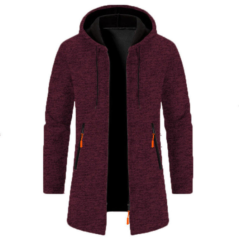 Men's Hooded Mid-length Thin Velvet Loose Large Size Thin Velvet Sweater Jacket