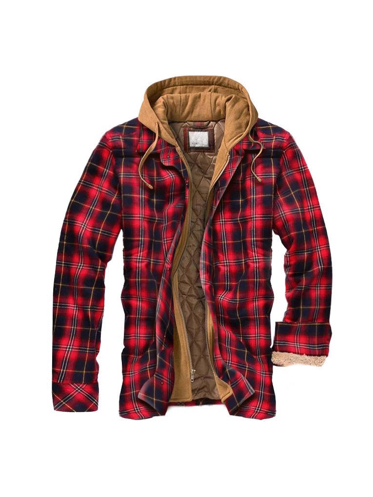 Mens Plaid Hooded Jacket