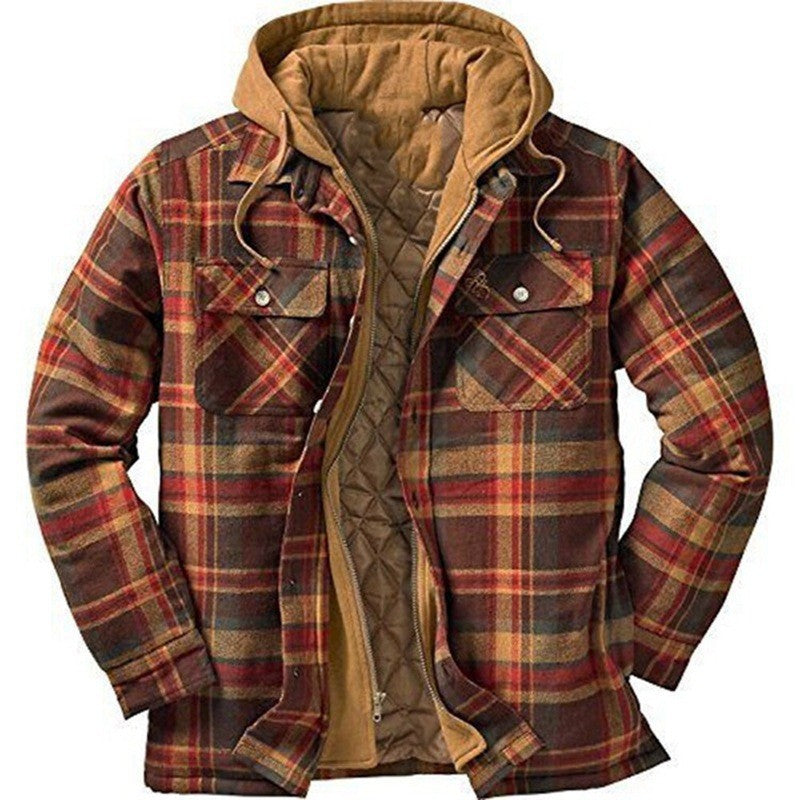 Mens Plaid Hooded Jacket