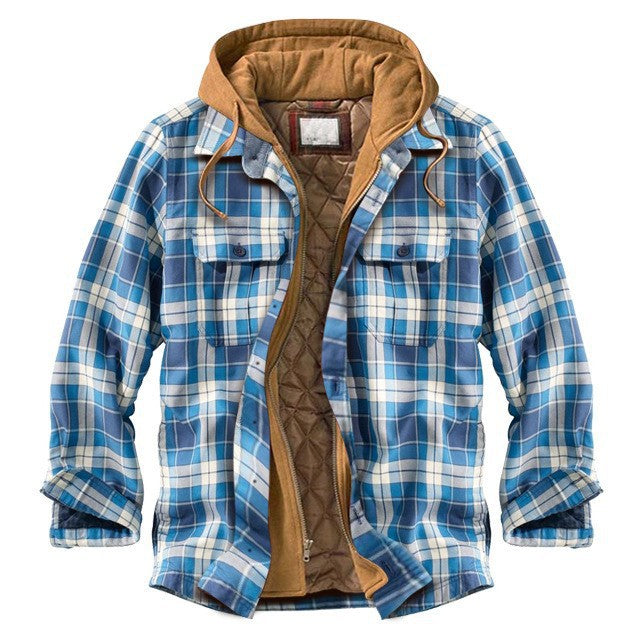 Mens Plaid Hooded Jacket
