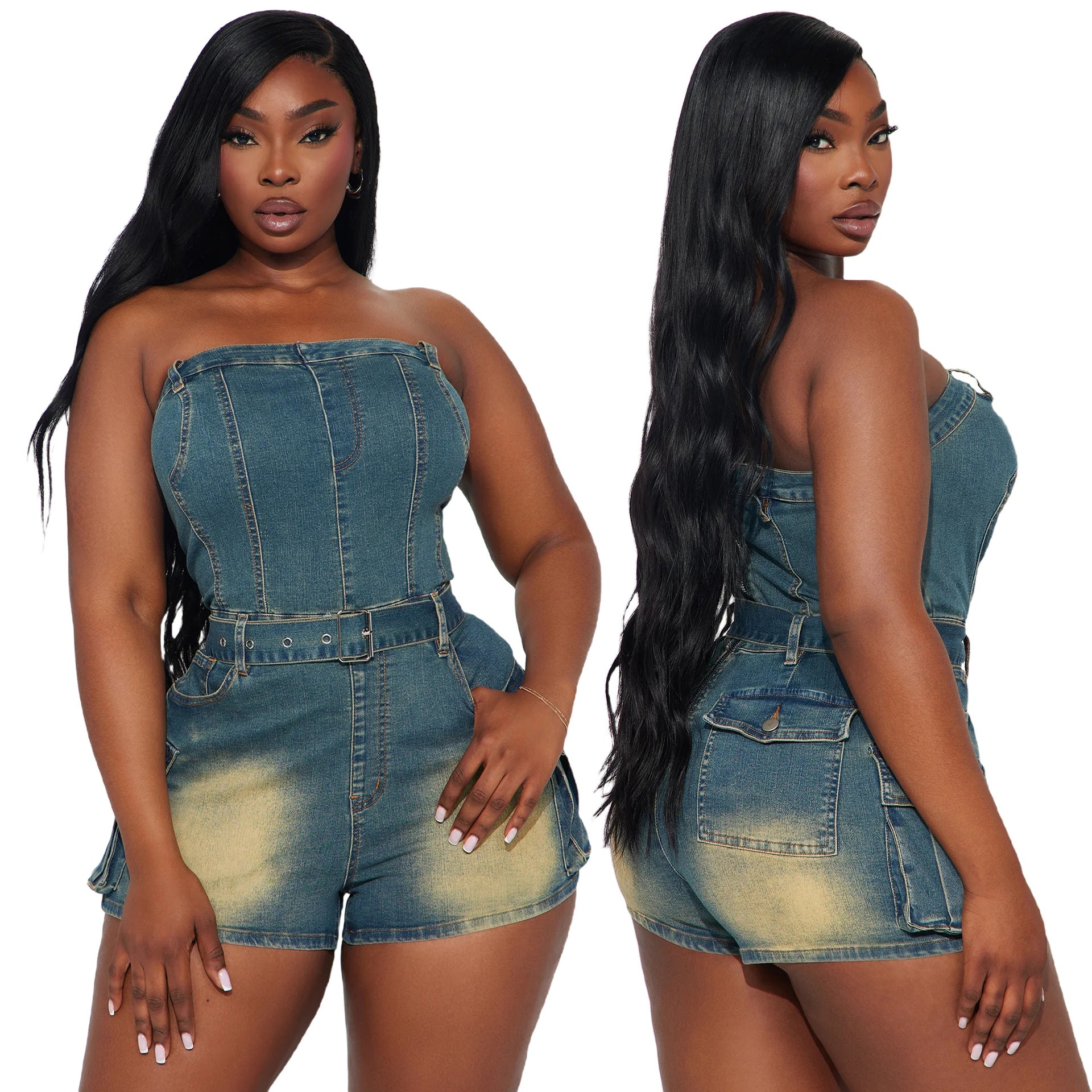 Strapless Denim Jumpsuit