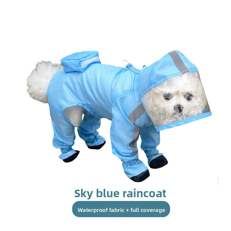 Waterproof Full-Coverage Dog Raincoat, Four-Legged Pet Rainwear for Small Dogs