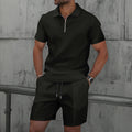 Texture Lapel Polo Men Sport Set