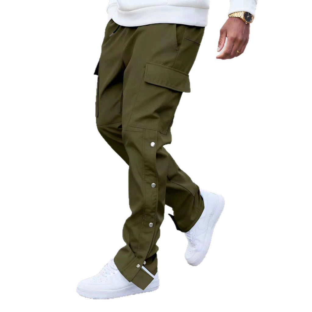 Mens Straight Mid-Rise Multi-Pocket Cargo Pants