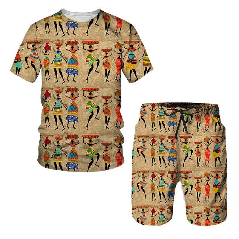 Print Short-Sleeve Shorts