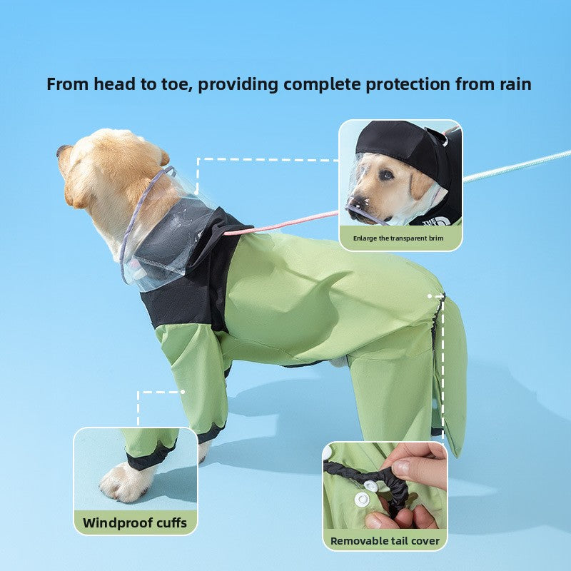Outdoor four-legged big dog raincoat