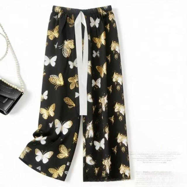 Womens Loose Fit Cotton Silk Pants