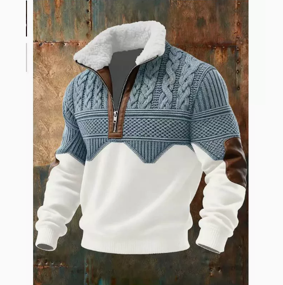 Mens Stand Collar Zipper Sweatshirt