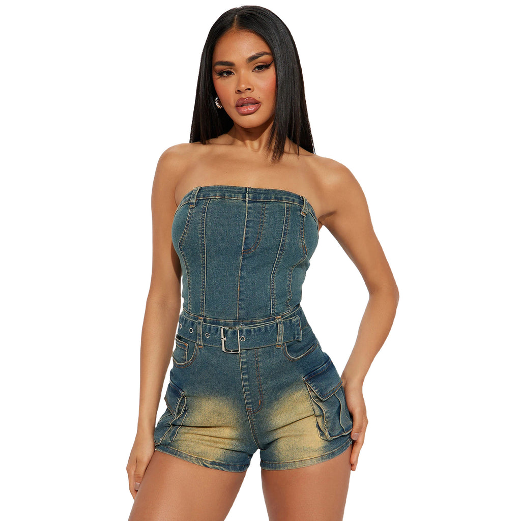 Strapless Denim Jumpsuit