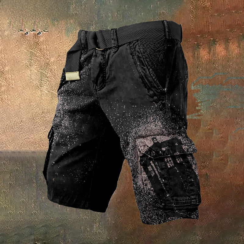 Cross-Border Independent Station New Digital Printing Men's Fashion Casual Zipper Cargo Shorts