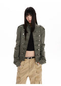 Palace Style Washed Denim Jacket for Women