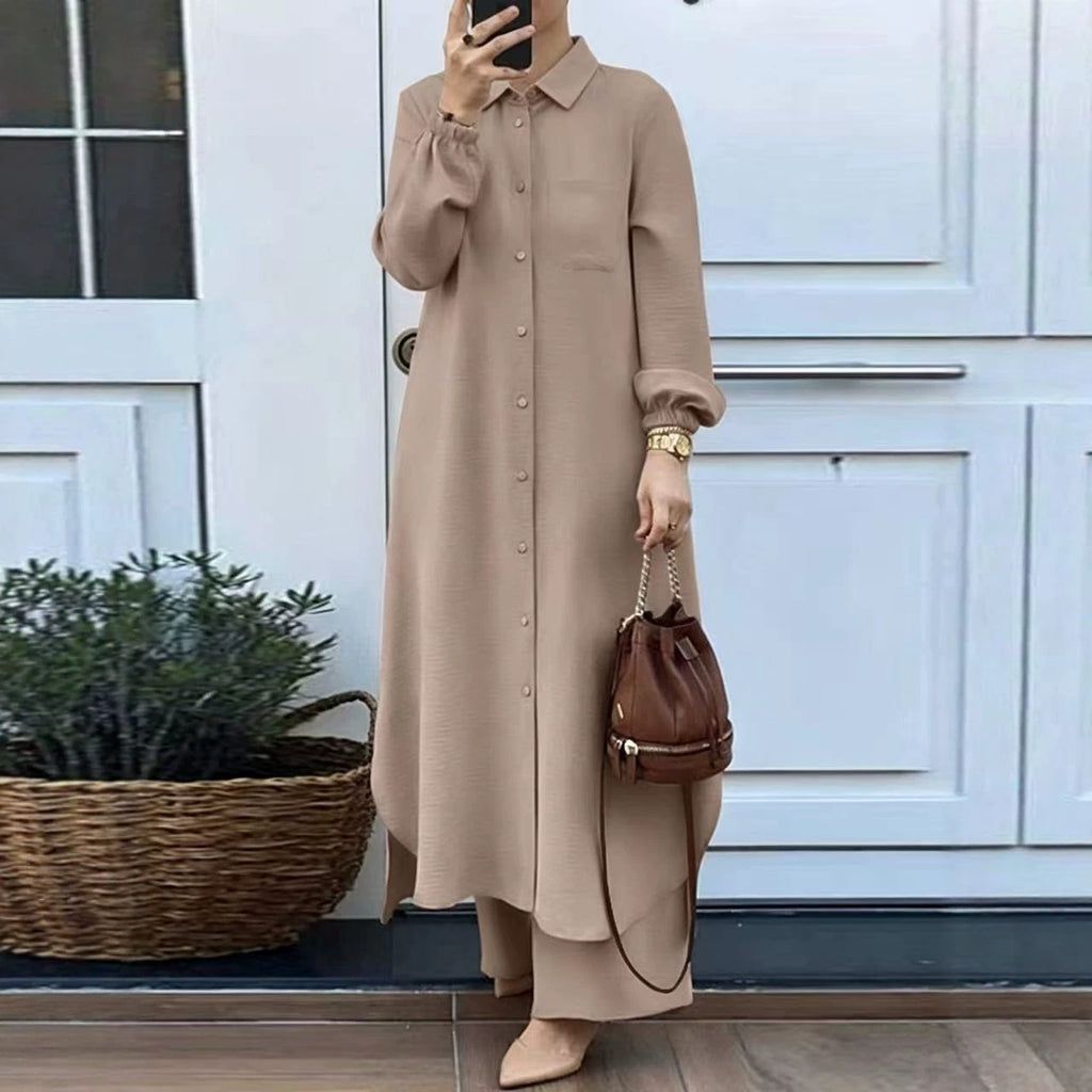 Women's Two-Piece Shirt and Trousers Set
