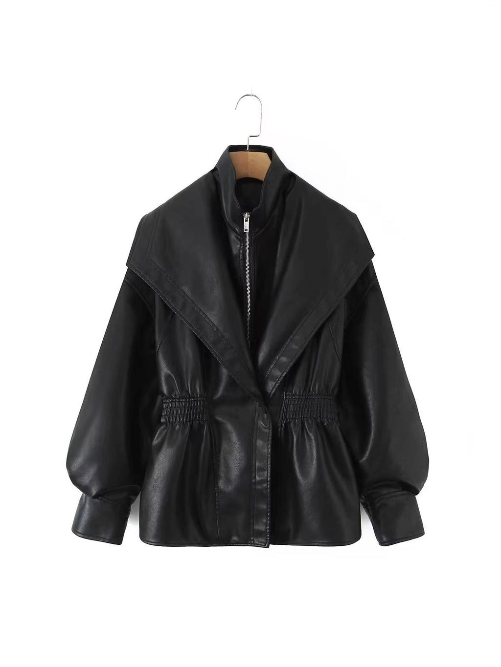 Double Collar Slim Jacket Leather Jacket Wallet