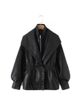 Double Collar Slim Jacket Leather Jacket Wallet