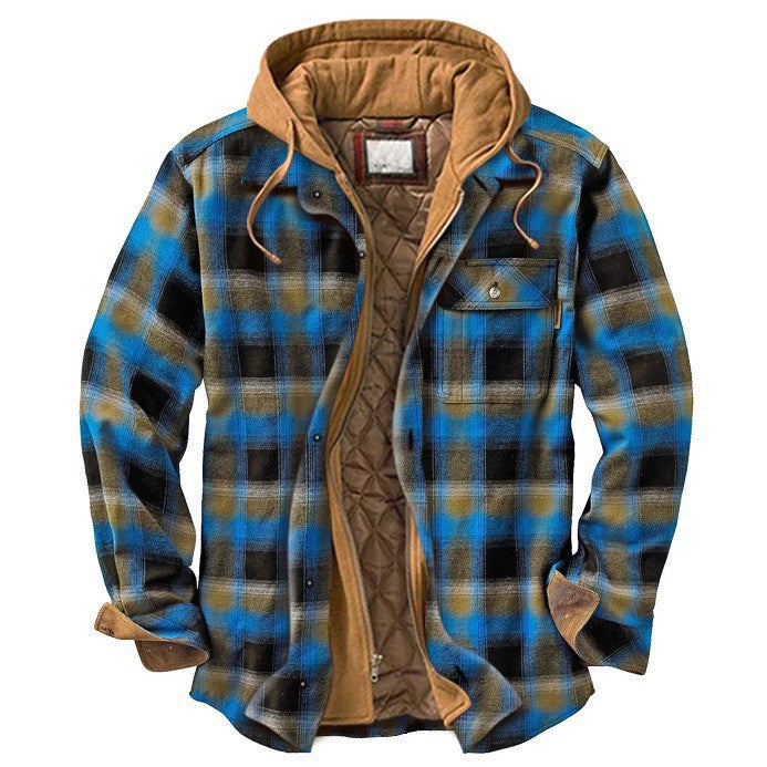 Mens Plaid Hooded Jacket