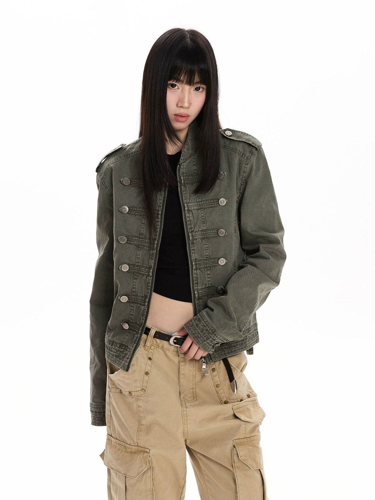 Palace Style Washed Denim Jacket for Women