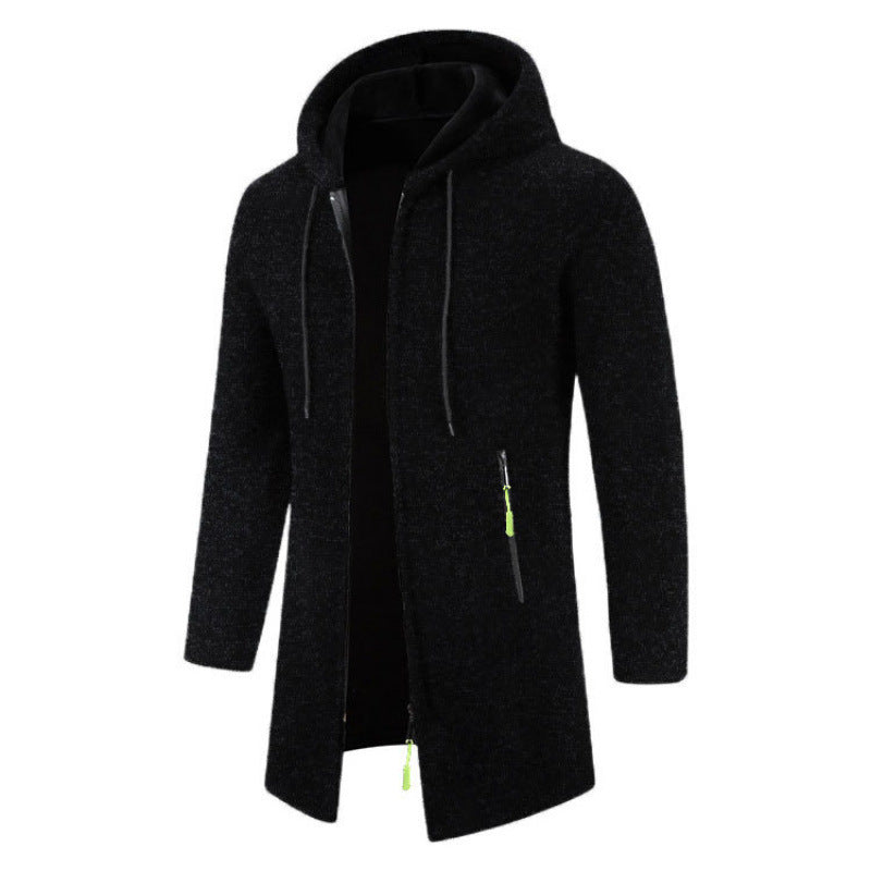 Men's Hooded Mid-length Thin Velvet Loose Large Size Thin Velvet Sweater Jacket