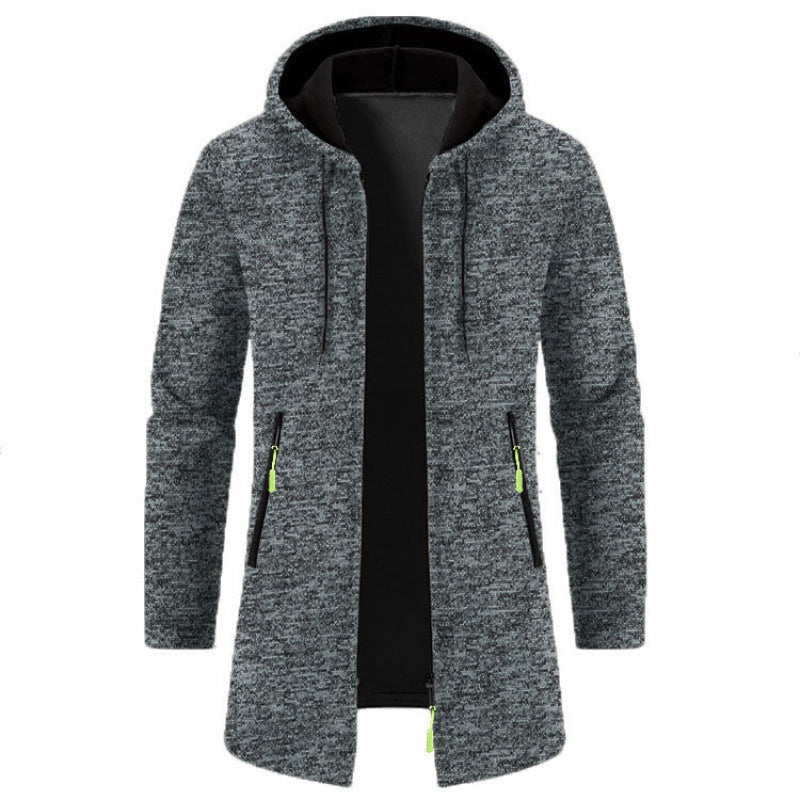 Men's Hooded Mid-length Thin Velvet Loose Large Size Thin Velvet Sweater Jacket