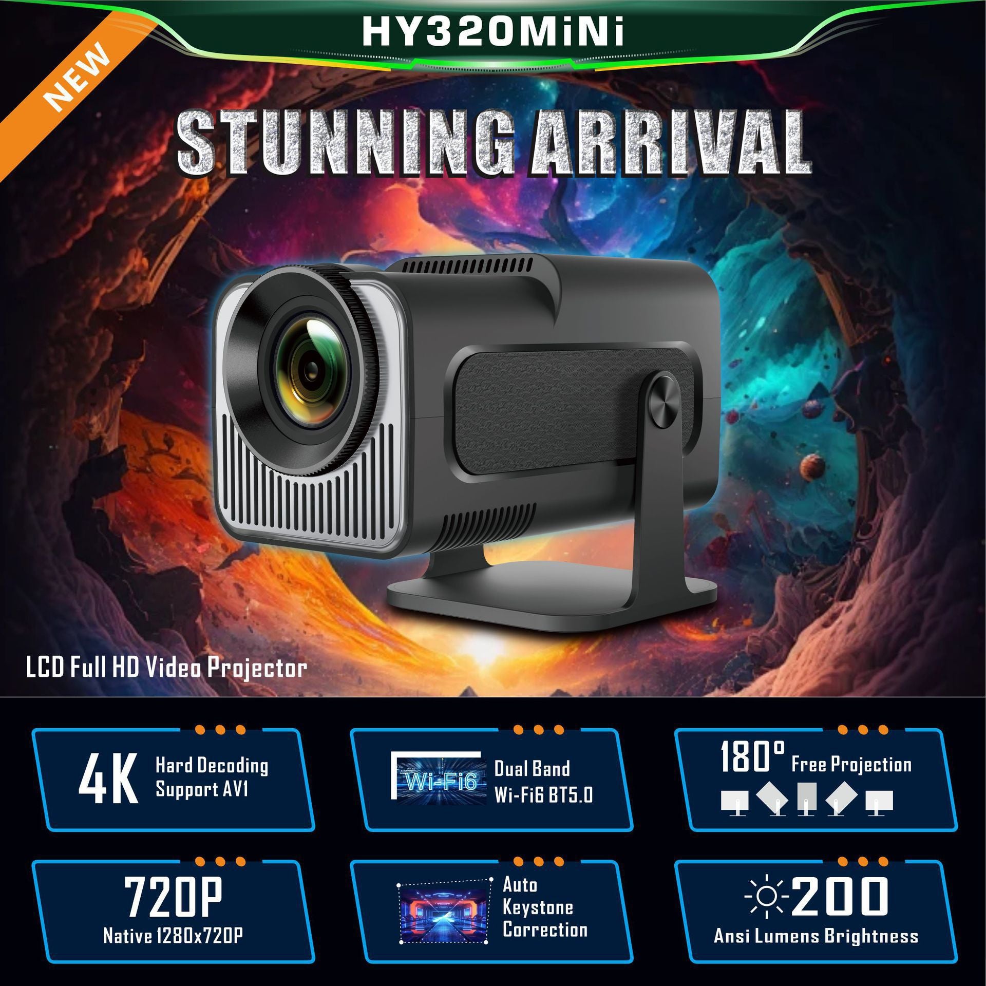 HY320Mini Android WiFi Home Projector