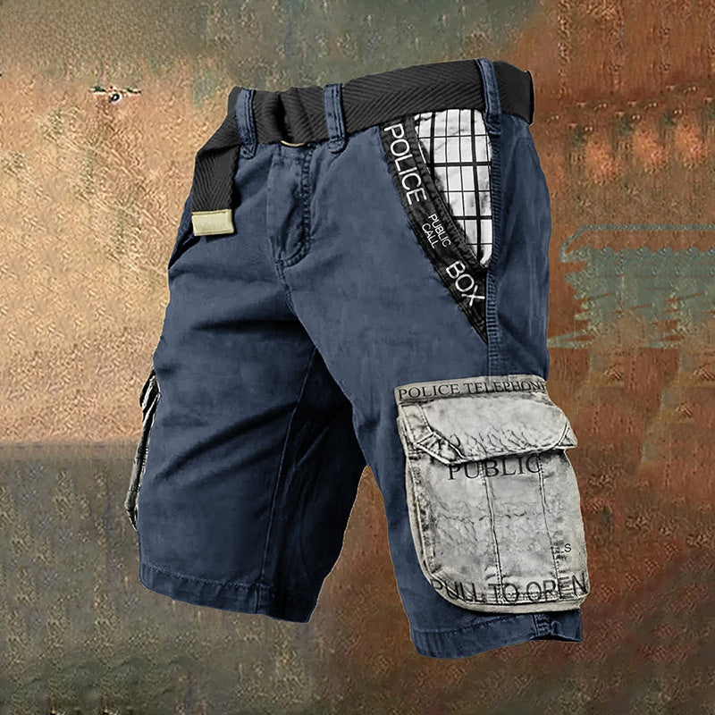 Cross-Border Independent Station New Digital Printing Men's Fashion Casual Zipper Cargo Shorts