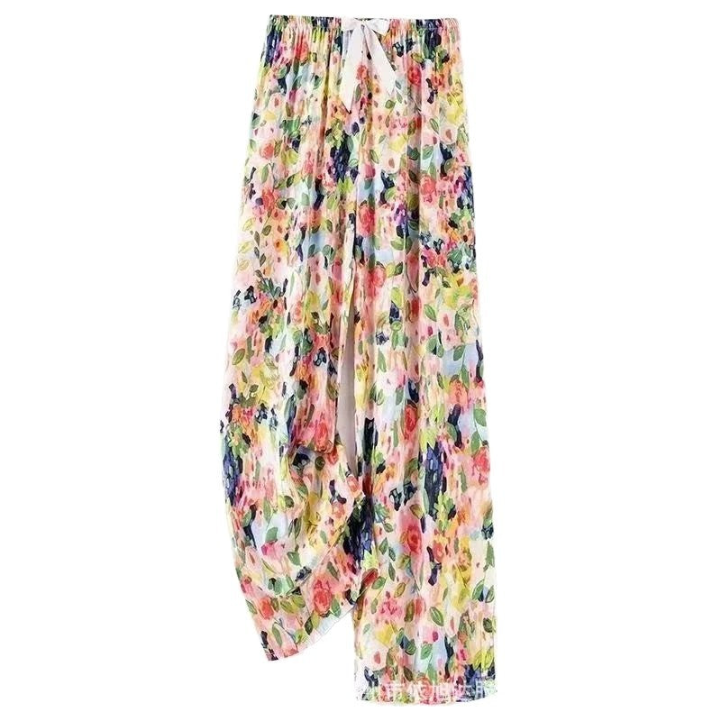 Womens Loose Fit Cotton Silk Pants