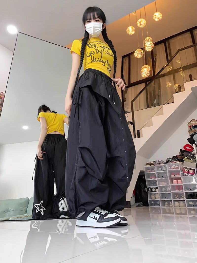 Womens Wide-Leg Dance Cargo Pants