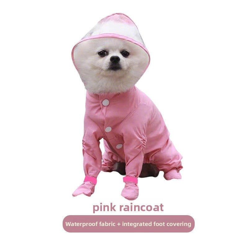 Waterproof Full-Coverage Dog Raincoat, Four-Legged Pet Rainwear for Small Dogs