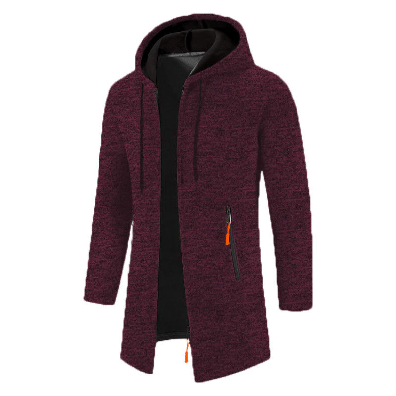 Men's Hooded Mid-length Thin Velvet Loose Large Size Thin Velvet Sweater Jacket