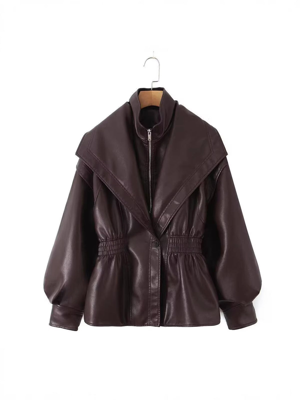 Double Collar Slim Jacket Leather Jacket Wallet