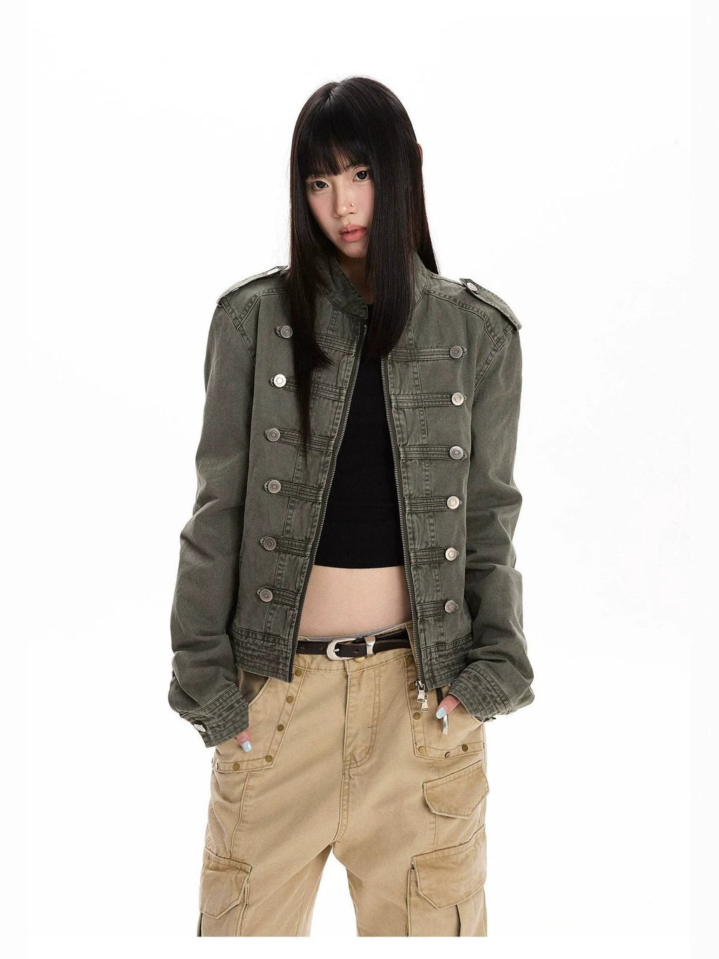Palace Style Washed Denim Jacket for Women