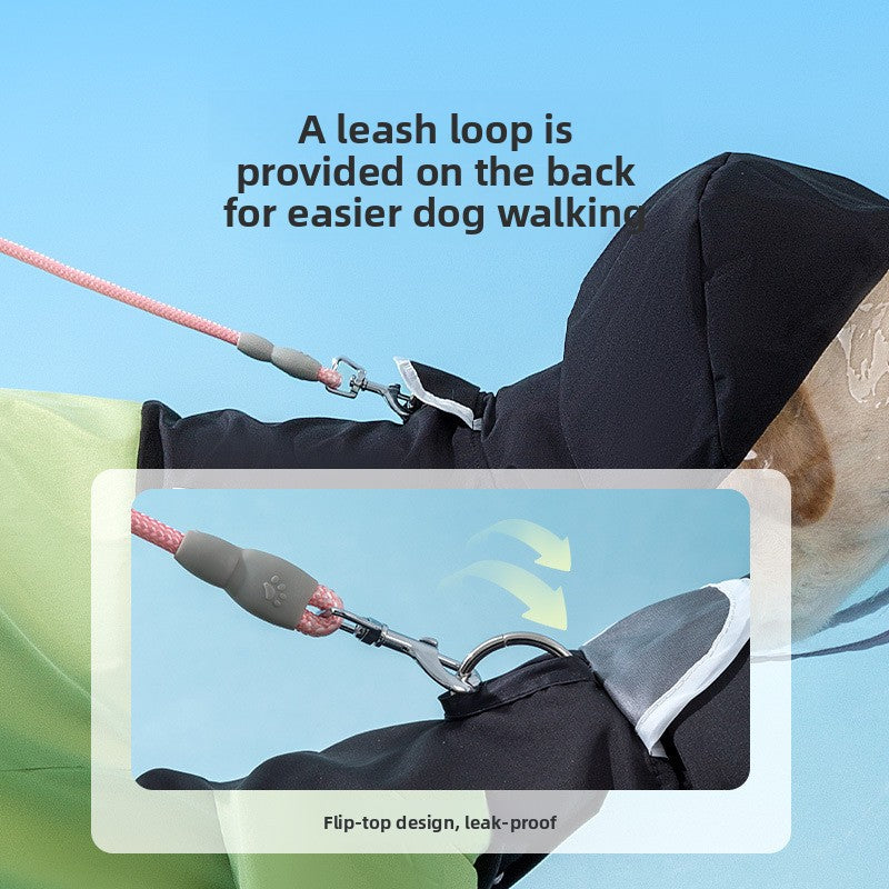 Outdoor four-legged big dog raincoat