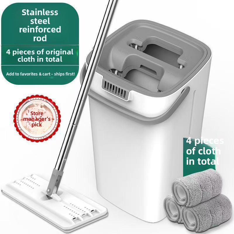 Flat Mop with Self Cleaning Bucket