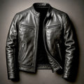Mens PU Leather Jacket Stand Collar Slim Fit Coat