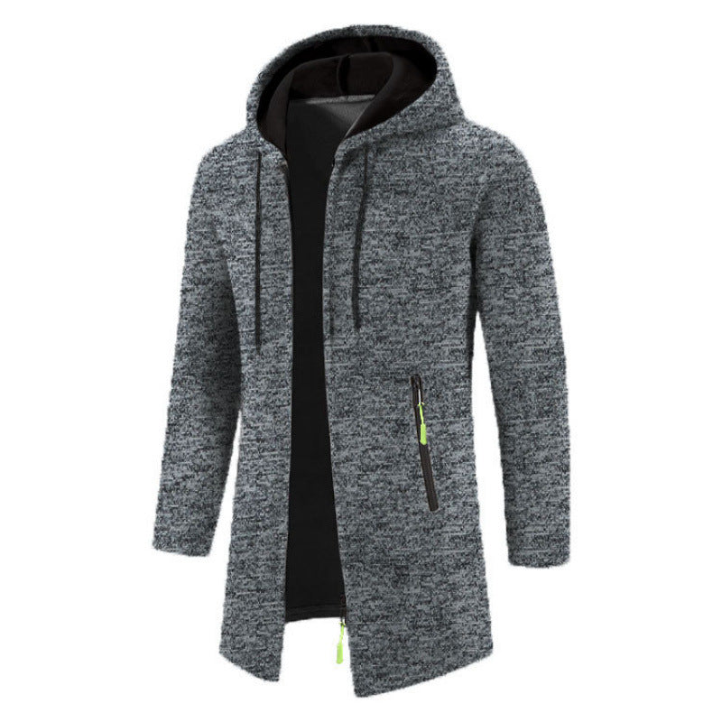 Men's Hooded Mid-length Thin Velvet Loose Large Size Thin Velvet Sweater Jacket