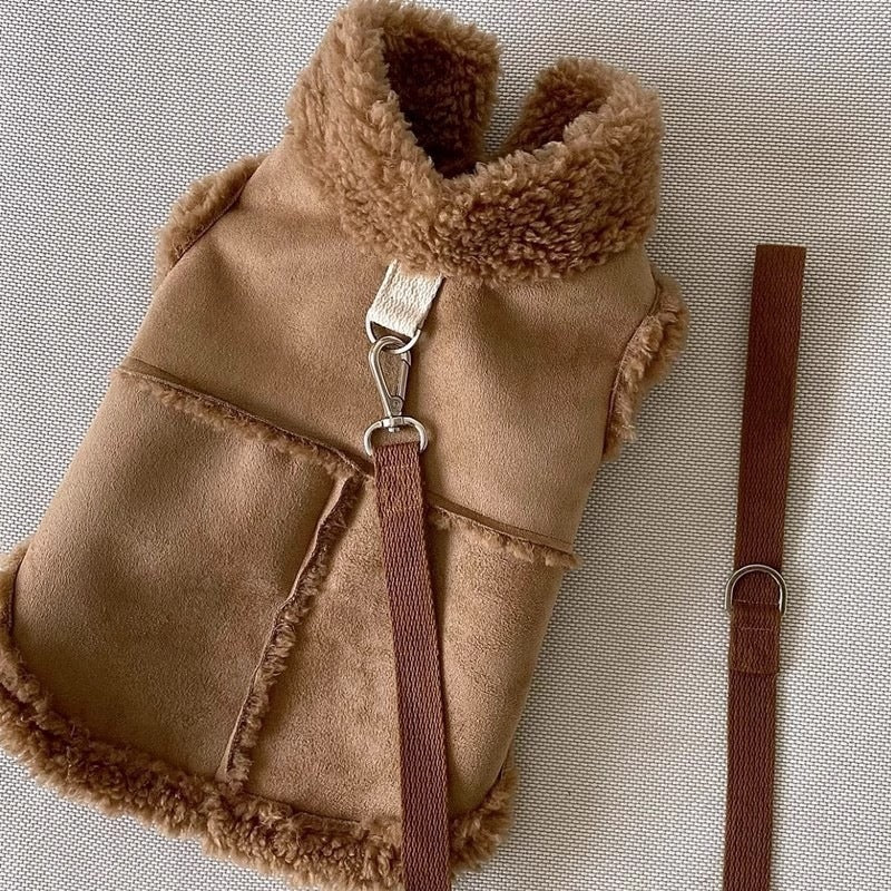 Soft Suede Dog Vest Warm Apparel for Small Pets