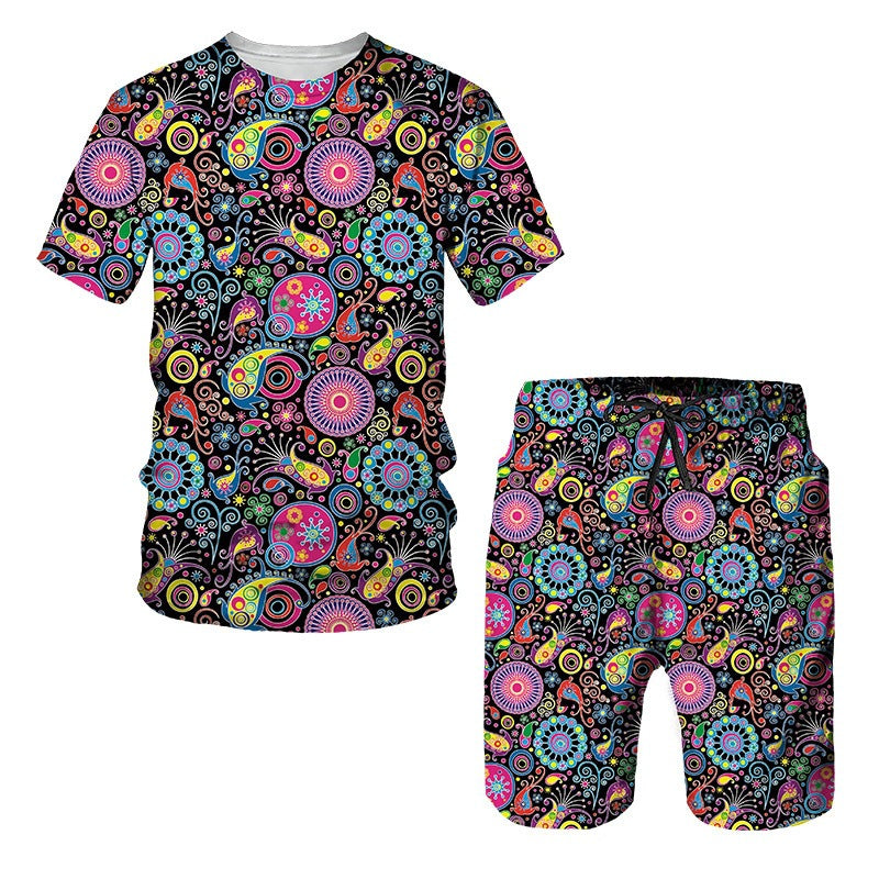 Print Short-Sleeve Shorts