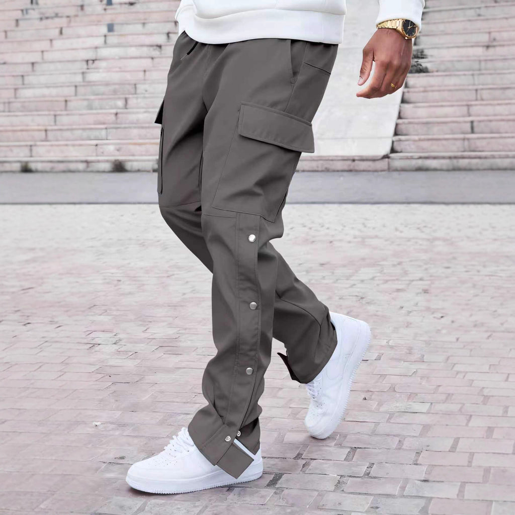 Mens Straight Mid-Rise Multi-Pocket Cargo Pants