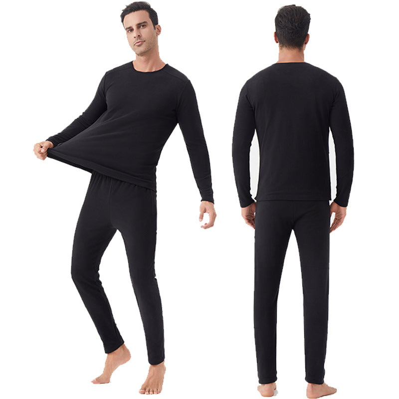Electric Heated Long Sleeve Thermal Underwear Set Round Neck Ultra-Thick Cotton