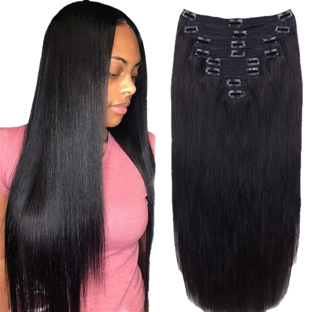 Clip-in Human Hair Extensions with Double Weft