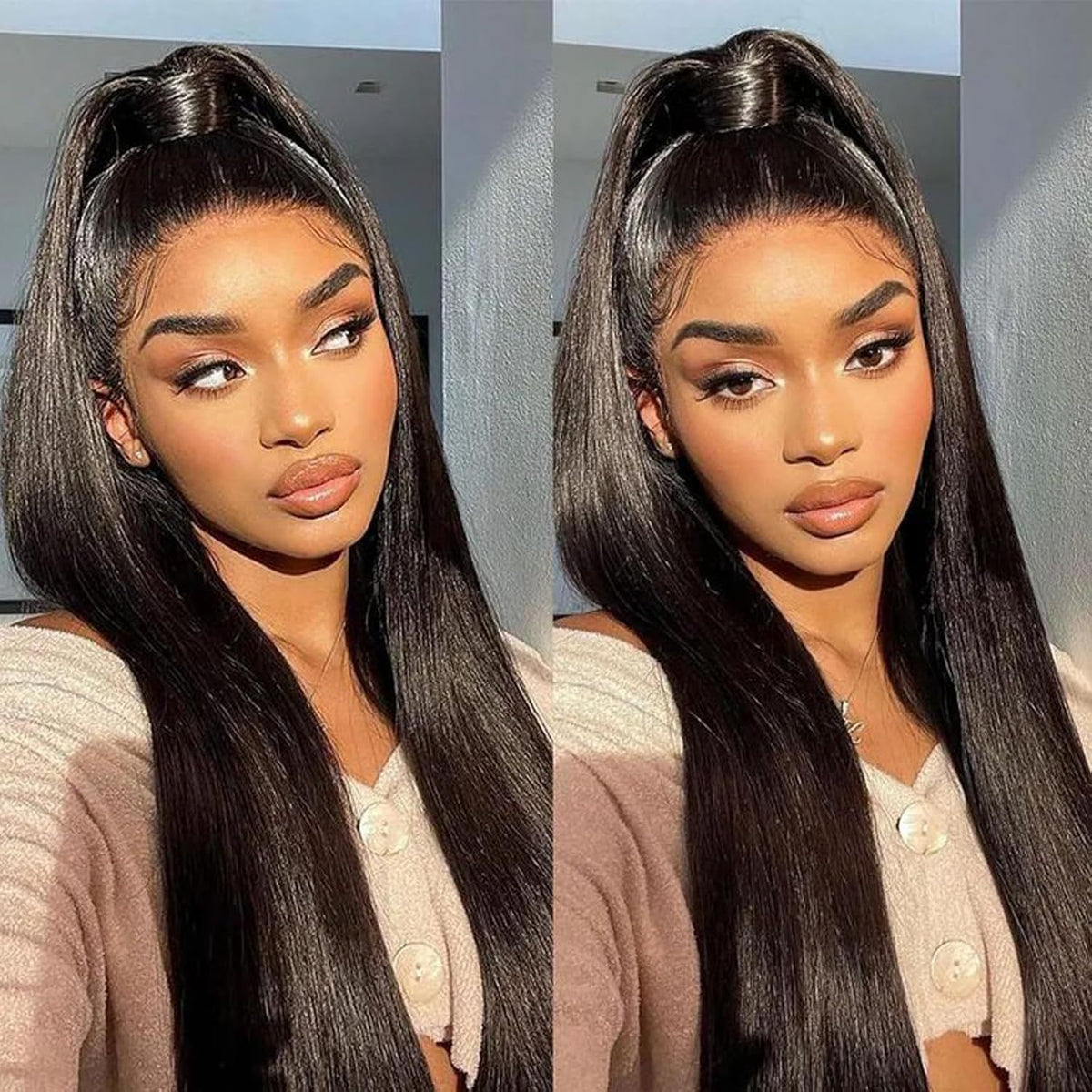 13x6 Glueless Lace Front Wig Natural Hairline Synthetic Hair