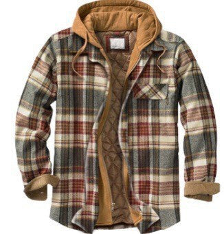 Mens Plaid Hooded Jacket